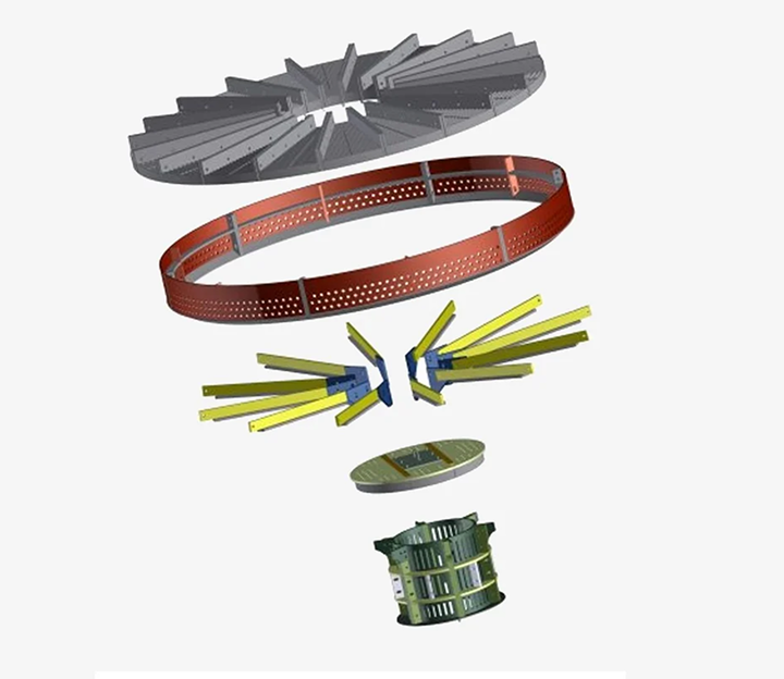 Adiabatic reactor bottom support grid